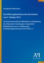 Text: "Europäische Kommission, Durchführungsbeschluss vom 9. Oktober 2014 zur Bekämpfung der Afrikanischen Schweinepest." Links gelber Streifen. Logo "AR Antiphon Verlag" unten.
