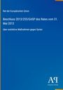 Blauer Hintergrund, weiße Schrift: "Rad der Europäischen Union. Beschluss 2013/255/GASP... 31. Mai 2013... gegen Syrien." Logo: Antiphon Verlag.