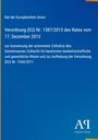 Verordnung (EU) Nr. 1387/2013 zur Aussetzung von Zollsätzen, blauer Hintergrund, Logo unten rechts.