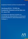 Verordnung (EG) Nr. 178/2002, Festlegung Lebensmittelrecht, Europäische Behörde Lebensmittelsicherheit; blaues Design, AQ-Logo.