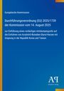 Text: Durchführung einer vorläufigen Verordnung der Kommission zu Antidumpingzöllen. Ein blaues Design mit gelbem Rand.