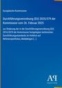 Text über EU-Durchführungsverordnung auf blauem Hintergrund. Rechteckiges, schlichtes Design. Logos von EU und Verlag.