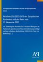 Cover der Richtlinie (EU) 2023/2673. Blauer Hintergrund mit gelben und orangefarbenen Akzenten, Antiphon Verlag Logo.