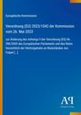 Text über EU-Verordnung zur Änderung von Höchstgehalten an Folpet. Blaues Design mit vertikalem gelbem Streifen.