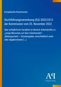 Text über eine EU-Durchführungsverordnung. Hintergrund blau, mit gelbem Streifen links. Unten Logo von Antiphon Verlag.