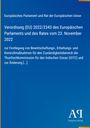 Europäische Verordnung zum Thunfisch im Indischen Ozean. Blauer Hintergrund, gelber Rand. Logo unten rechts.