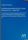Europäische Kommission: Verordnung (EU) 2021/1338, Änderung der Verordnung (EU) 2017/373, Meldepflichten Wetterdienste. Blaues Design.