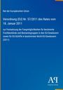 Verordnung (EU) Nr. 57/2011 zur Festsetzung der Fangmöglichkeiten in EU-Gewässern. Blaues Hintergrunddesign, Verlagssignet.