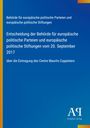 Entscheidung über Eintragung Centre Maurits Coppieters, September 2017. Blaues Design, Antiphon Verlag-Logo rechts.