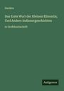 Harders: Das Erste Wort der Kleinen Elinontis; Und Andere Indianergeschichten, Buch