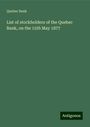 Quebec Bank: List of stockholders of the Quebec Bank, on the 15th May 1877, Buch