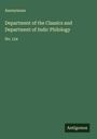 Anonymous: Department of the Classics and Department of Indic Philology, Buch