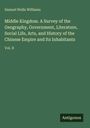 Text: "Samuel Wells Williams. Middle Kingdom. A Survey of the Geography, Government, Literature, Social Life, Arts, and History of the Chinese Empire and Its Inhabitants. Vol. II. Antigonos." Dunkelgrünes Cover.