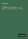 Klaus Groth: Rothgeter: Meister Lamp un sin Dochder: plattdeutsches Gedicht, Buch