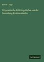 Rudolf Lange: Altjapanische Frühlingslieder aus der Sammlung Kokinwakashu, Buch