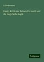 G. Biedermann: Kant's Kritik der Reinen Vernunft und die Hegel'sche Logik, Buch