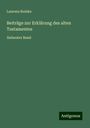 Laurenz Reinke: Beiträge zur Erklärung des alten Testamentes, Buch