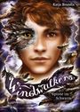 "Katja Brandis, Windwalkers, Spione im Schwarm" steht auf einem Cover. Ein Gesicht, teilweise mit Federn, und ein Adler sind abgebildet.