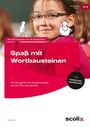 "Spaß mit Wortbausteinen", Übungsheft für Morphemtraining. Illustration: zwei gezeichnete Vögel, Mädchen mit Brille.