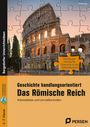 "Geschichte handlungsorientiert Das Römische Reich" vor einem Puzzle des Kolosseums. Beige und orange Töne.