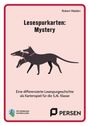 "Lesespurkarten: Mystery" von Robert Walden. Drei-köpfiger Hund, Text über Lernmaterial für 5./6. Klasse. PERSEN Logo.