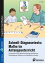 "Schnell-Diagnosetests: Mathe im Anfangsunterricht" zeigt Lehrer und Schüler beim Rechnen, Würfel, Zahlenbild.