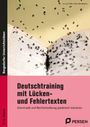 "Deutschtraining mit Lücken- und Fehlertexten. Grammatik spielerisch trainieren. Offenes Buch, fliegende Buchstaben."