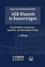 Cover: "AGB-Klauseln in Bauverträgen", 2. Auflage. Blaue Hintergrundgrafik mit Baugerüstlinien.