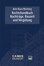 „Bolz/Kues/Mechnig: Rechtshandbuch Nachträge, Bauzeit und Vergütung“. Blaues Design mit Diagramm und Gebäudezeichnung.