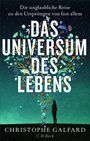 „Das Universum des Lebens“ steht groß im Zentrum. Ein Baum aus kosmischen und biologischen Symbolen wächst darunter.
