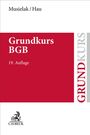Text: „Musielak / Hau“, „Grundkurs BGB“, „19. Auflage“. Rot-weiße Gestaltung, rechts vertikaler Text: „GRUNDKURS“.