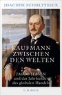 Buchtitel: "Kaufmann zwischen den Welten". Porträt eines Mannes im Anzug, am Fenster mit Segelboot im Hintergrund.