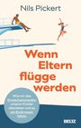 Titel: "Wenn Eltern flügge werden". Oben links ein Mann auf dem Sprungbrett, rechts eine springende Frau.