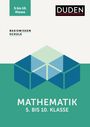 "Mathematik 5. bis 10. Klasse", grüne Illustration mit geometrischen Formen und "Duden"-Logo.