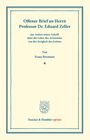 Franz Brentano: Offener Brief an Herrn Professor Dr. Eduard Zeller, Buch