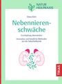"Nebennierenschwäche: Erschöpfung überwinden" mit Illustrationen von Nebennieren und Pflanzenmotiv.