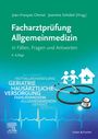 Titel: "Facharztprüfung Allgemeinmedizin". Bild mit Stethoskop, Familie und Haus, medizinische Begriffe im Hintergrund.