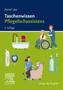 Buchtitel: "Taschenwissen Pflegefachassistenz". Autor: Daniel Latz. Illustration: Pflegeszenen, Badewanne, Zahnbürste.
