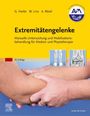 "Extremitätengelenke", gelbes Cover mit Hand am Ellbogen und anatomischen Diagrammen. Oben Autorennamen und Logo der AQM.