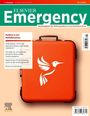 "Kolibris in der Notfallmedizin. ELSEVIER Emergency. Magazin mit orangem Erste-Hilfe-Koffer, Kolibri-Logo darauf."