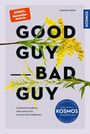 "GOOD GUY BAD GUY" in großen Buchstaben, umgeben von gelben Blumen. Text: "Insektenfreundliche Alternativen für invasive Gartenpflanzen". Links oben ein rotes Emblem, rechts unten ein blaues Logo.