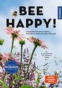 "BEE HAPPY!" mit Blumen und einer fliegenden Biene vor blauem Himmel; Titel der Autorin: Simone Kern.