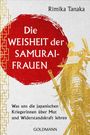 Rimika Tanaka, Die Weisheit der Samurai-Frauen. Goldene Samurai-Kriegerin vor rotem Kreis und goldenen Mustern.