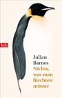 "Julian Barnes: Nichts, was man fürchten müsste." Ein Pinguin von der Seite auf hellem Hintergrund.