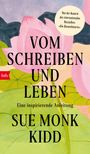 "Vom Schreiben und Leben", Sue Monk Kidd, auf rosa Blütenhintergrund. "Eine inspirierende Anleitung".
