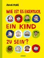 „WIE IST ES EIGENTLICH, EIN KIND ZU SEIN?“ lautet der Text. Illustration mit verschiedenen Kinderzeichnungen.