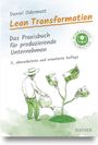 "Lean Transformation: Das Praxisbuch für produzierende Unternehmen. Illustration: Mann gießt Pflanze mit Geldblättern."