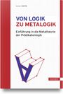 Norbert Gratzl: Von Logik zu Metalogik. Buchcover mit geometrischem, blauen Objekt und rotem Rand.