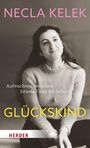 Text: "NECLA KELEK", "Aufwachsen zwischen Istanbul und Bückeburg", "GLÜCKSKIND", "HERDER". Frau sitzt mit verschränkten Armen.