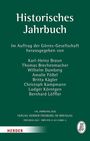 "Historisches Jahrbuch" in weißen Buchstaben auf grünem Hintergrund, mit Herausgebernamen und Verlag Herder unten.